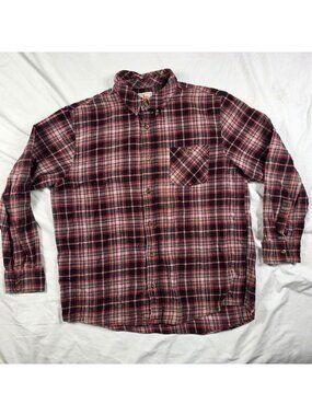 Field & Stream Mens Size XL Red Black Flannel Shirt Plaid Outdoor Wear Casual